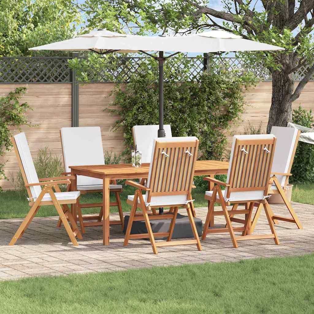 Garten-Liegestühle mit Kissen 6 Stk. Massivholz Teak, Gartenstühle Design Möbel Neu