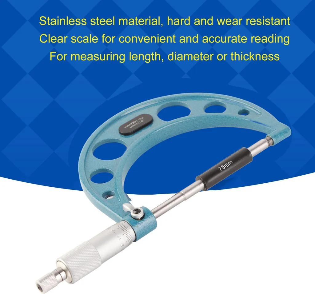Micromètre de précision 0,01 mm en inox avec clé de réglage 75-100 mm - 16