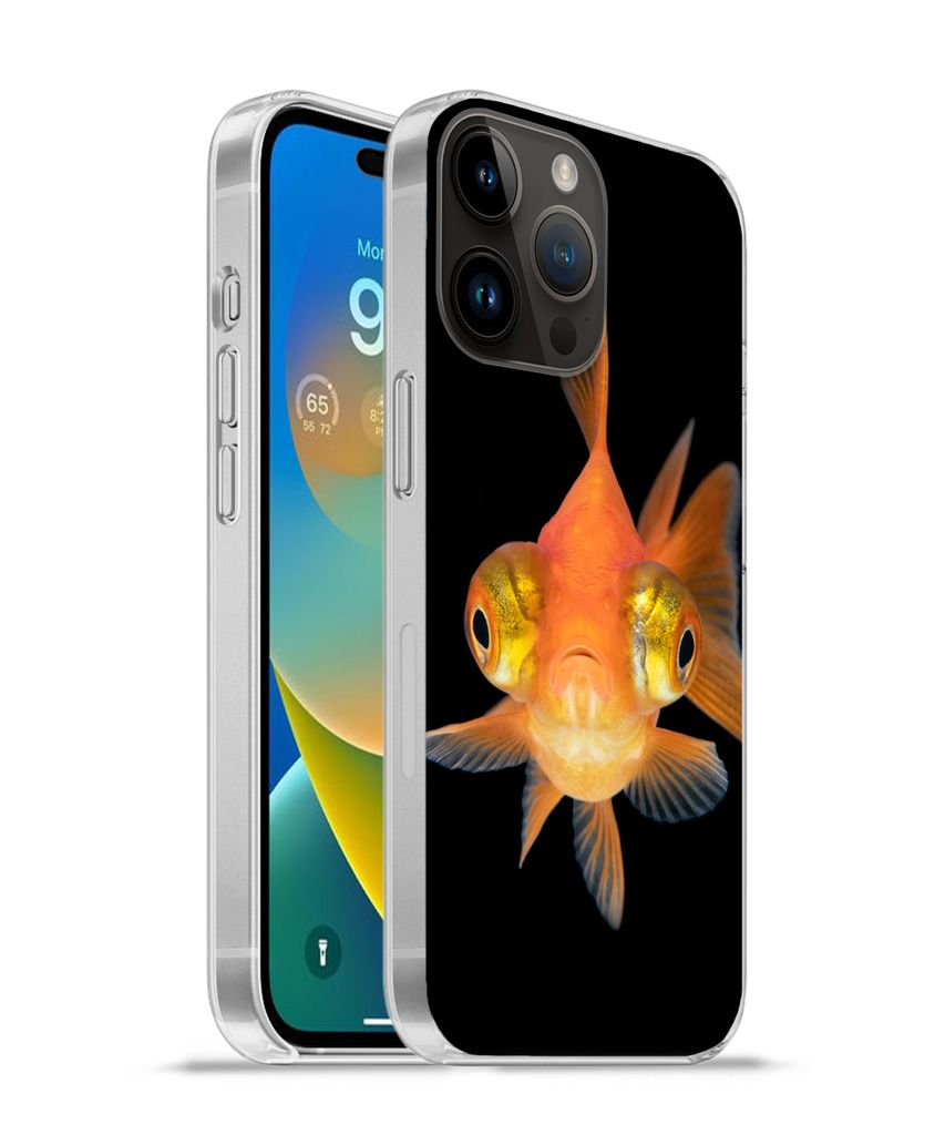 MuchoWow Handyhülle Schutzhülle Hülle für Apple iPhone 14 Pro Max Goldfisch - Meerestiere - Augen Silikon Softcase Handy Hülle - Hardcover