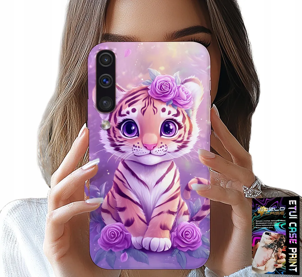 Custodia Samsung A70 per Ragazzi: Simpatica Tigre Rosa + Vetro
