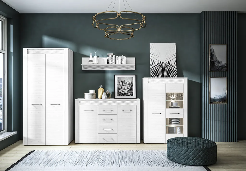 Étagère murale en bois blanc DERIKA - Rangement mural design en pin - 9