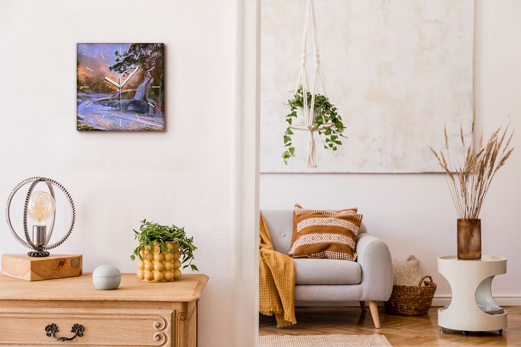 Coloray Hodiny Unikátní 30x30 cm Tiché hodiny Pro obývací pokoj a kuchyň Nástěnné hodiny Plátno Bílé ručičky hodin - Malování pří...