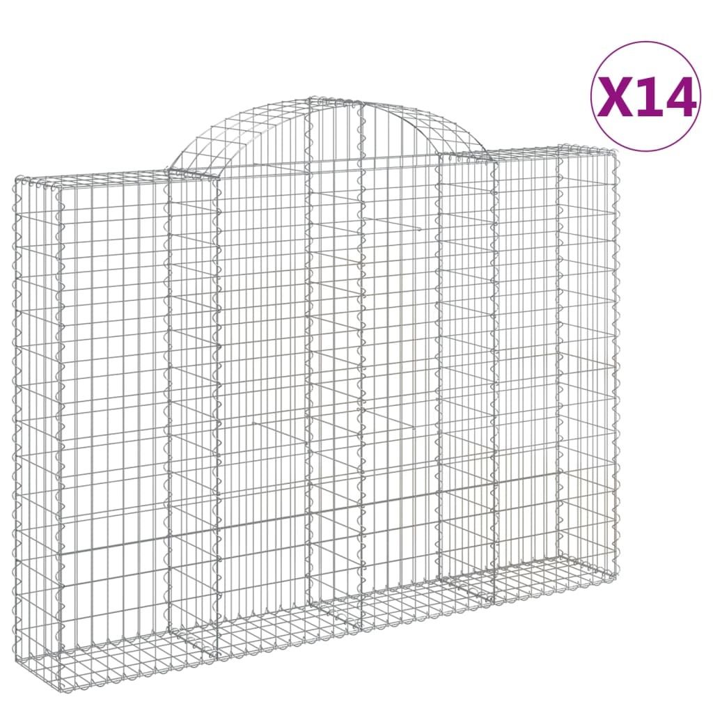Gabionen mit Hochbogen 14Stk. 200x30x140/160cm Verzinktes Produktbild 