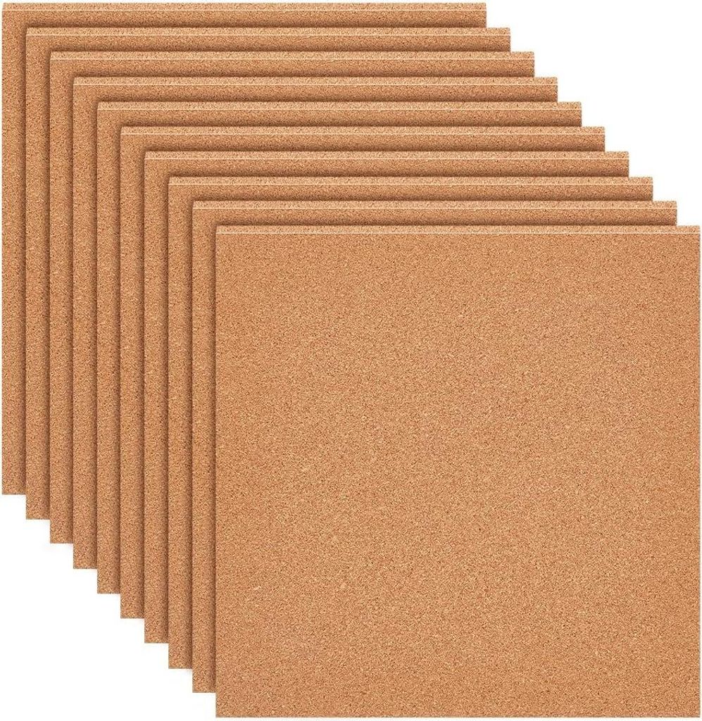 Korkplatten - 8 Stück - 30 x 30 cm - Natürliches Material - 3 mm dick