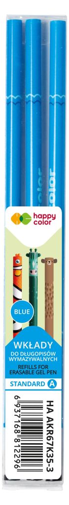 Recharge stylo effaçable bleu Happy Color SA 3 pcs Image du produit 