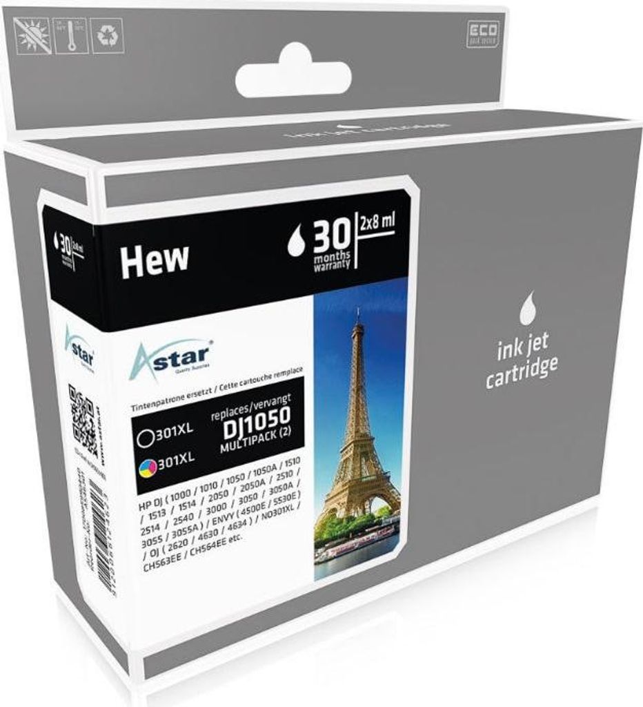 Astar - 2er-Pack - Schwarz, Farbe - Tintenpatrone - für HP Deskjet 15XX, 2050A J510, 2054A J510, 25XX, Envy 45XX, 55XX,