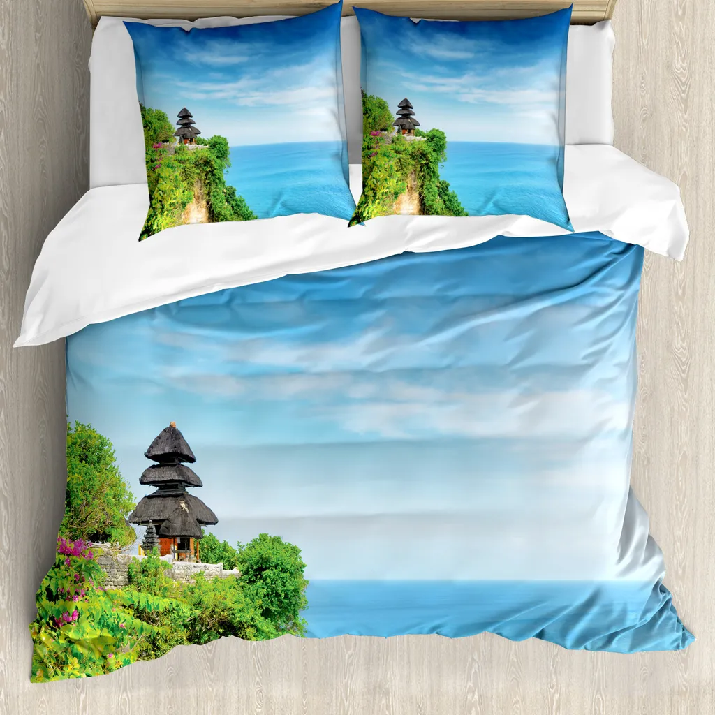 Offerta Set Copripiumino 200x200 ABAKUHAUS Mare Bali Verde Blu