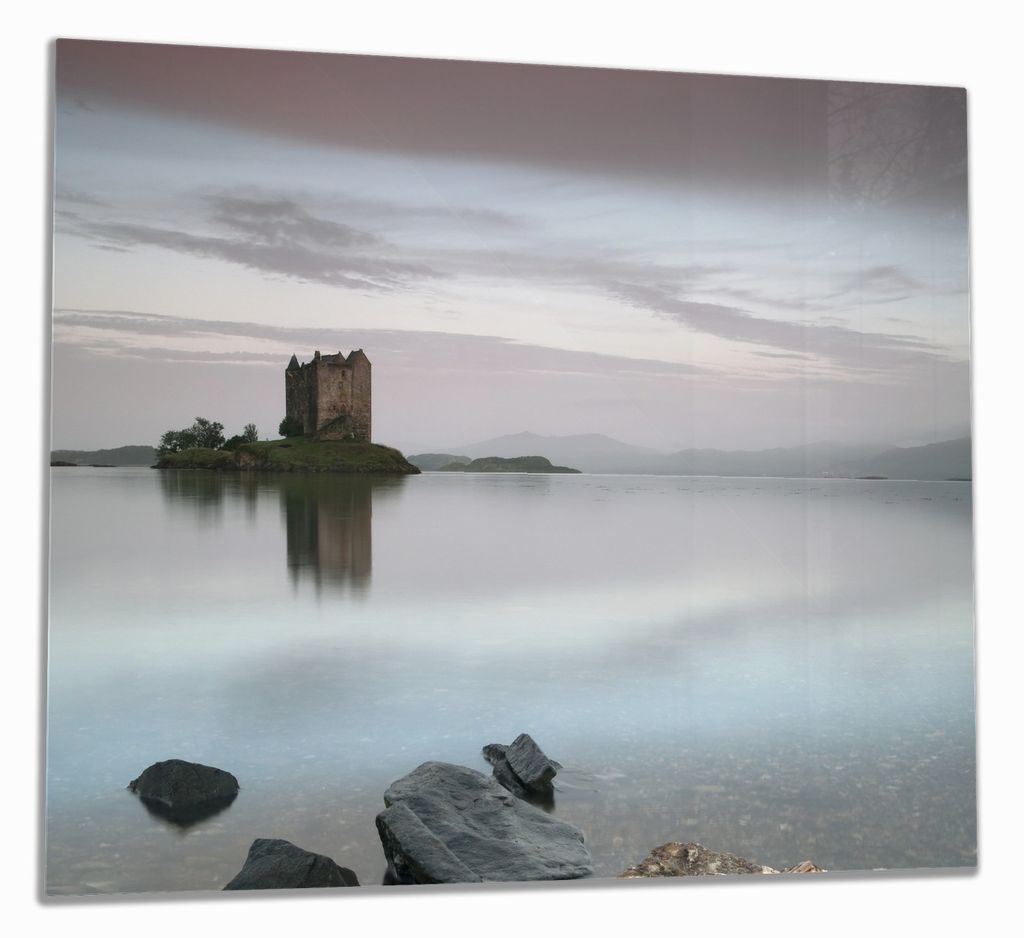 Wallario Herdabdeckplatte aus Glas, Größe 60 x 52 cm 1-teilig, Motiv Schloss in Schottland