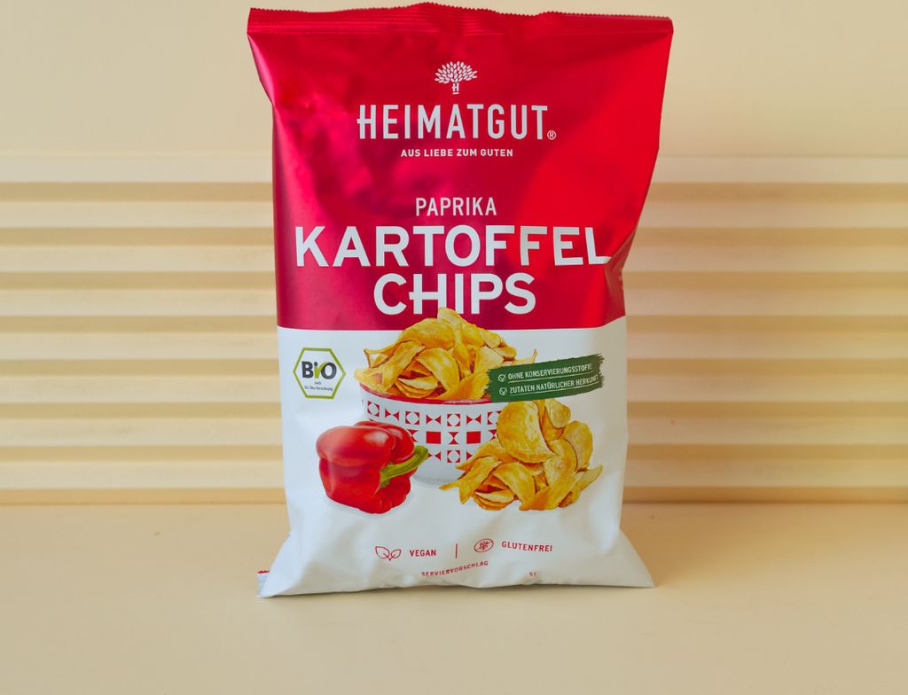 HEIMATGUT – Kartoffelchips Paprika, vegan und frei von Zusatzstoffen – 1 x 125g