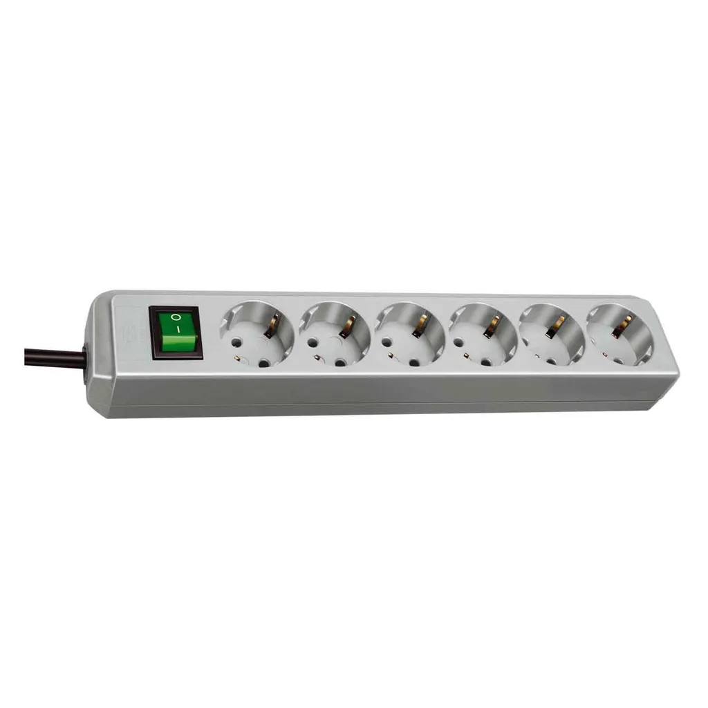 Brennenstuhl Eco-Line Multiprise 6 Prises Gris Clair - Câble de 1,5m