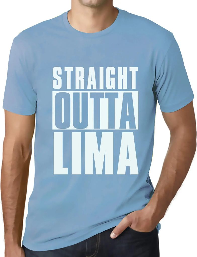 Herren Grafik T-Shirt Straight Outta Lima Öko-Verantwortlich Vintage Jahrgang Kurzarm Lustige Druck Geburtstag Geschenk Mann