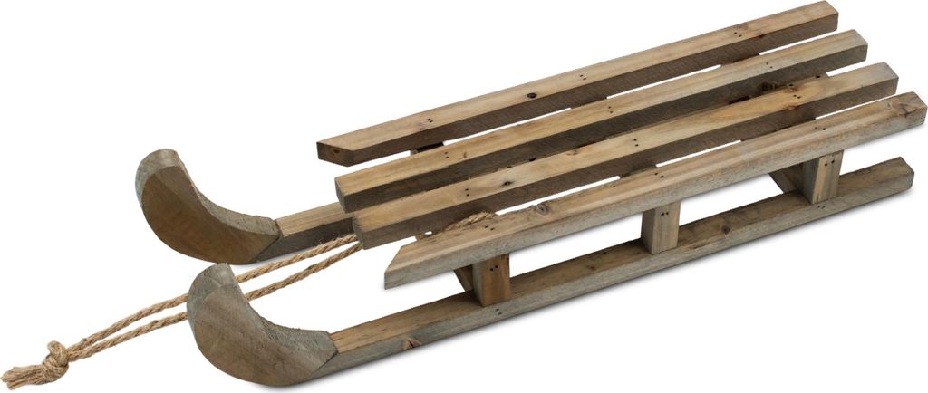 Dekoschlitten aus Holz natur mit Seil - 46 x 12 cm - Deko Holzschlitten mit Naturkordel zum Basteln und Dekorieren