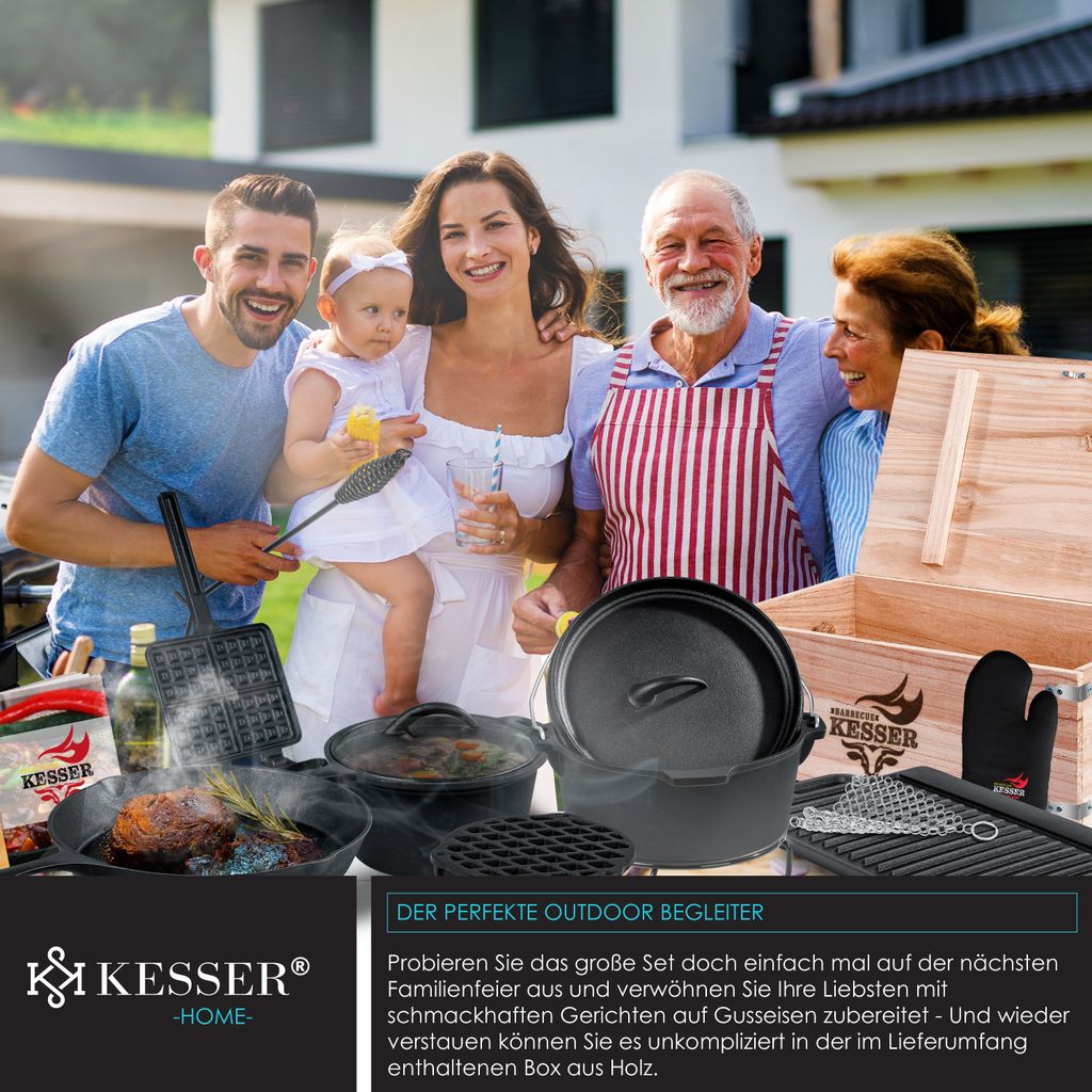 KESSER® Dutch Oven Set in Holzkiste mit Dutch Oven Mit viel Produktbild 4