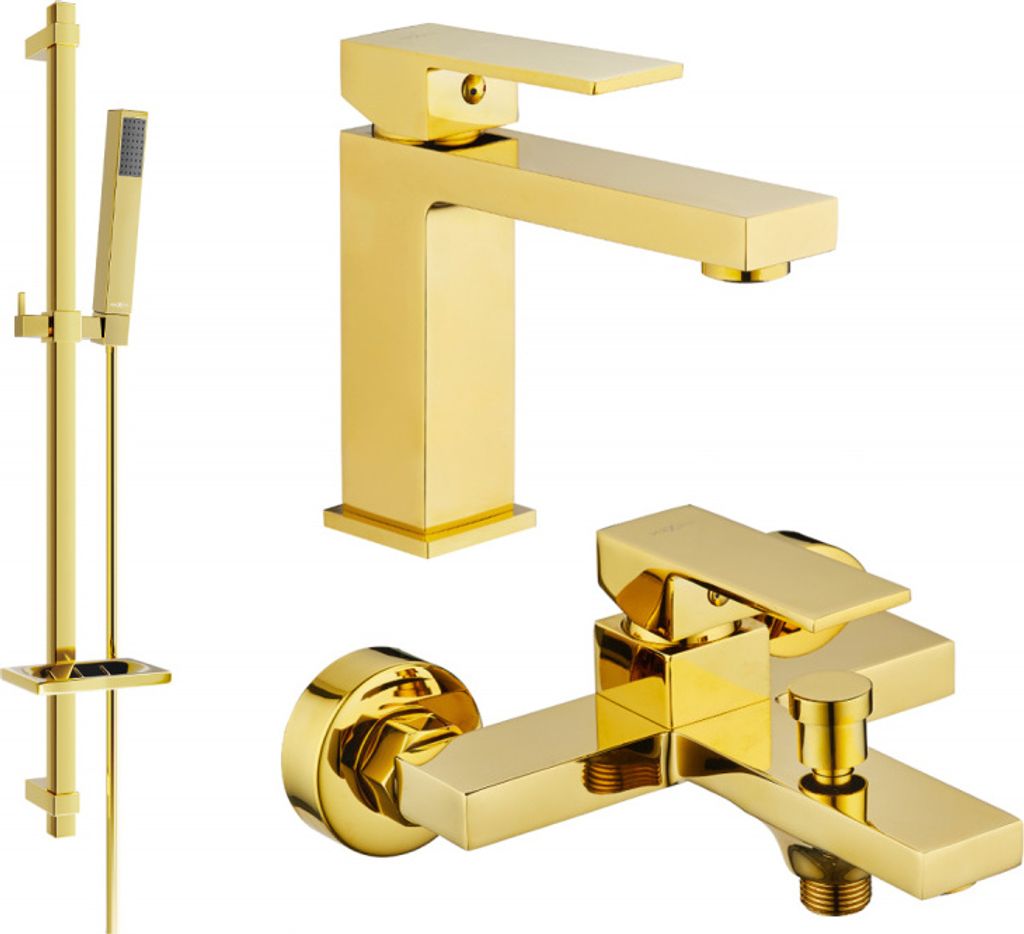 Mexen Uno DQ77 Badewannenset, Gold - 71403DQ77-50