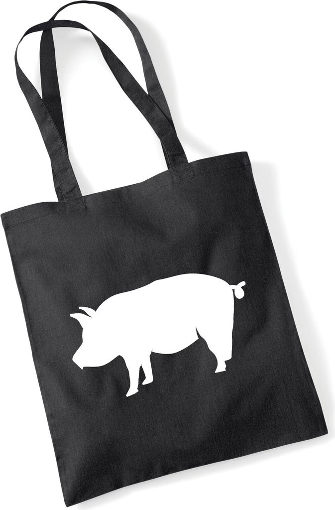 Huuraa Jutebeutel Schwein Silhouette 10 Liter Black Baumwolle Tasche Geschenkidee