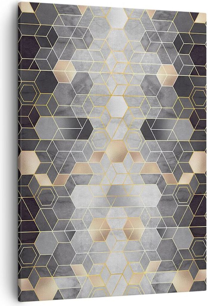 Bild auf Leinwand - Leinwandbild - Einteilig - Geometrisch Abstraktion Sechsecke - 50x70cm - Wand Bild - Wandbilder - Leinwanddruck - Wanddekoratio...