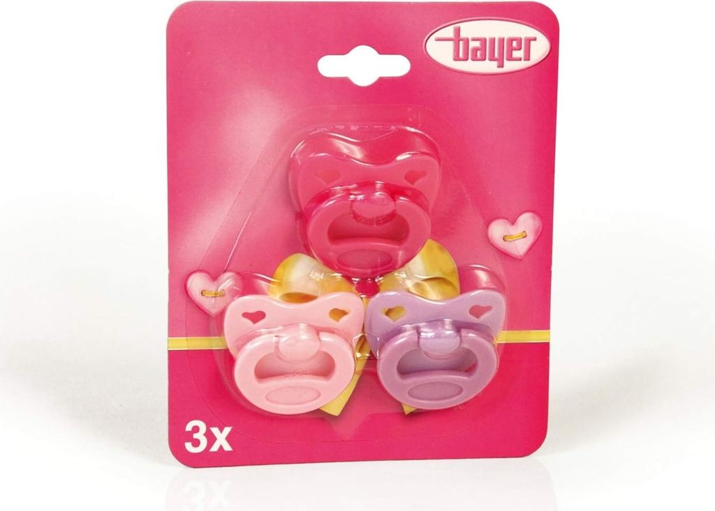 Bayer Design 79104AA Schnuller-Set 3-farbig für Puppen, Produktbild 
