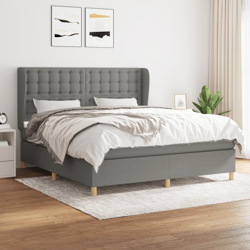 Maison Exclusive - Boxspringbett mit Matratze Dunkelgrau 160x200 cm Stoff
