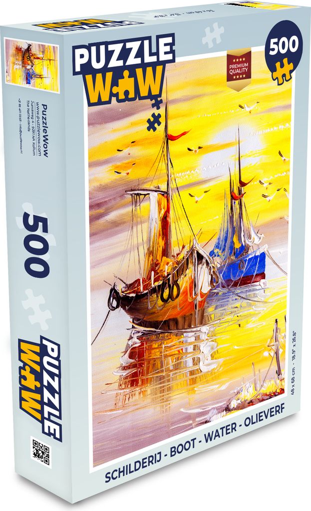 MuchoWow Puzzle 500 Teile Malerei - Boot - Wasser - Ölfarbe - Denken - Spiel - Toy