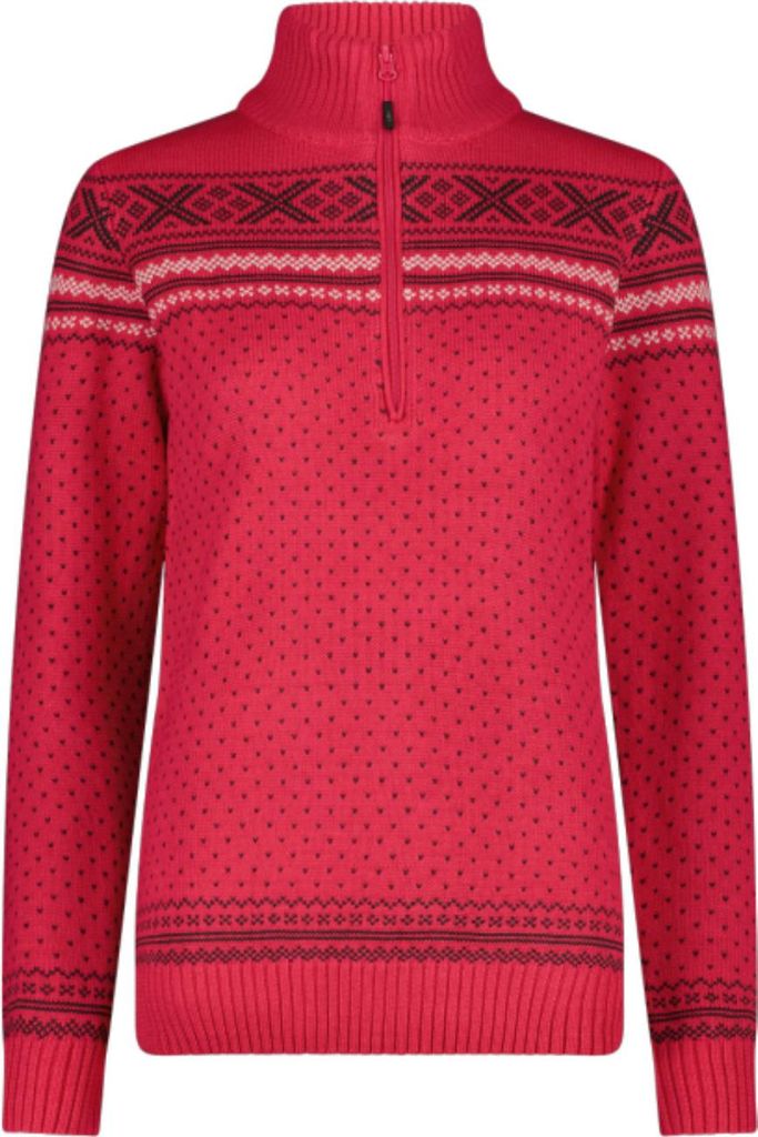 CMP Knitted Damen Pullover mit Wolle und Half Zip Reißverschluss pink 38