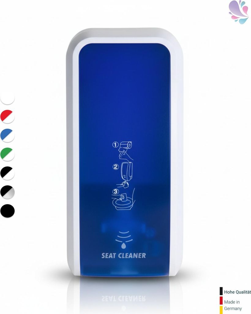 SENSOR Spender für Toilettensitzreinigung bis zu 2.500 Anwendungen je 1-Liter, blitzschneller Kartuschenwechsel, Blanc Cosmos : Farbe - Blau / Wei...