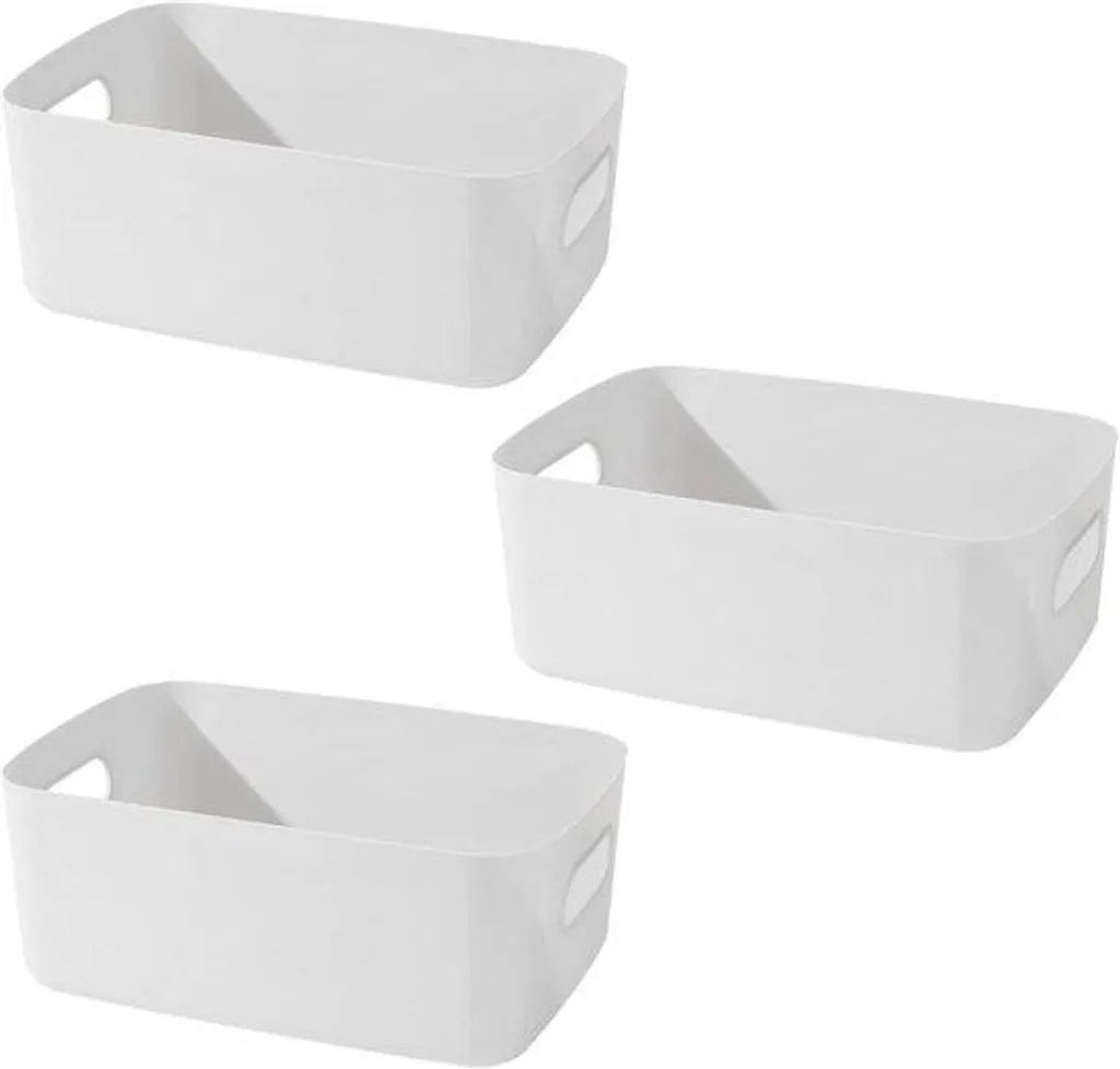 Organiseur bureau plastique blanc empilable : 3 compartiments de rangement