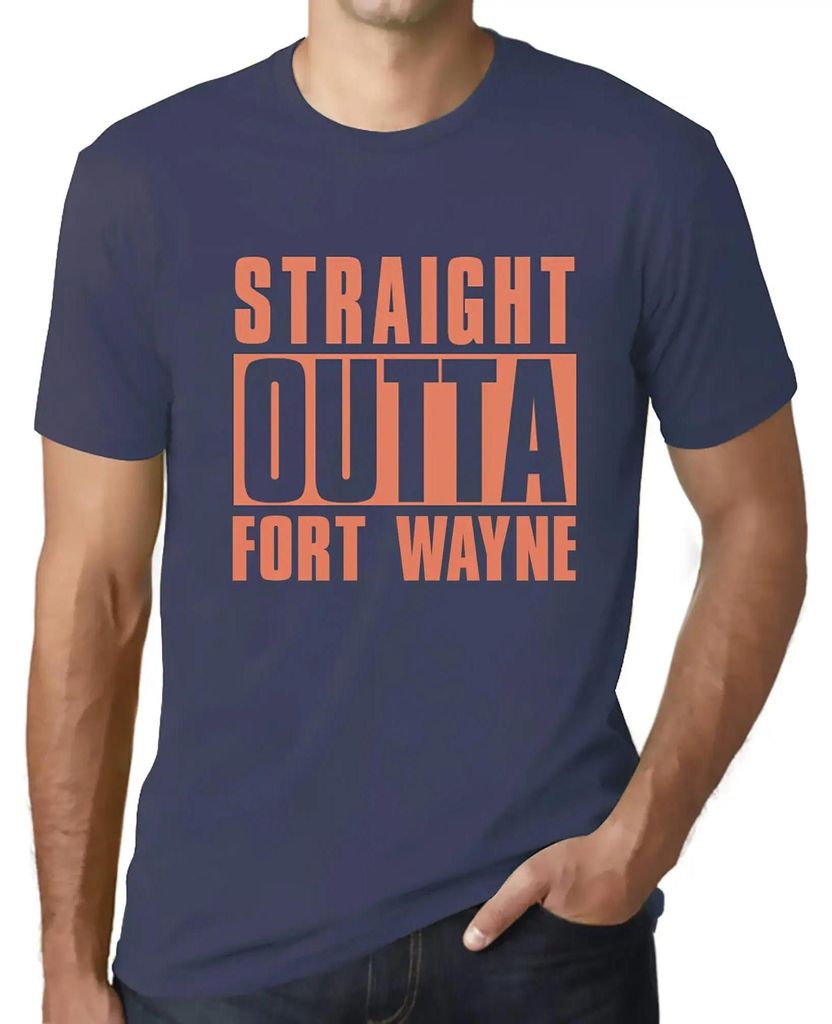 Herren Grafik T-Shirt Straight Outta Fort Wayne Öko-Verantwortlich Vintage Jahrgang Kurzarm Lustige Druck Geburtstag Geschenk Mann