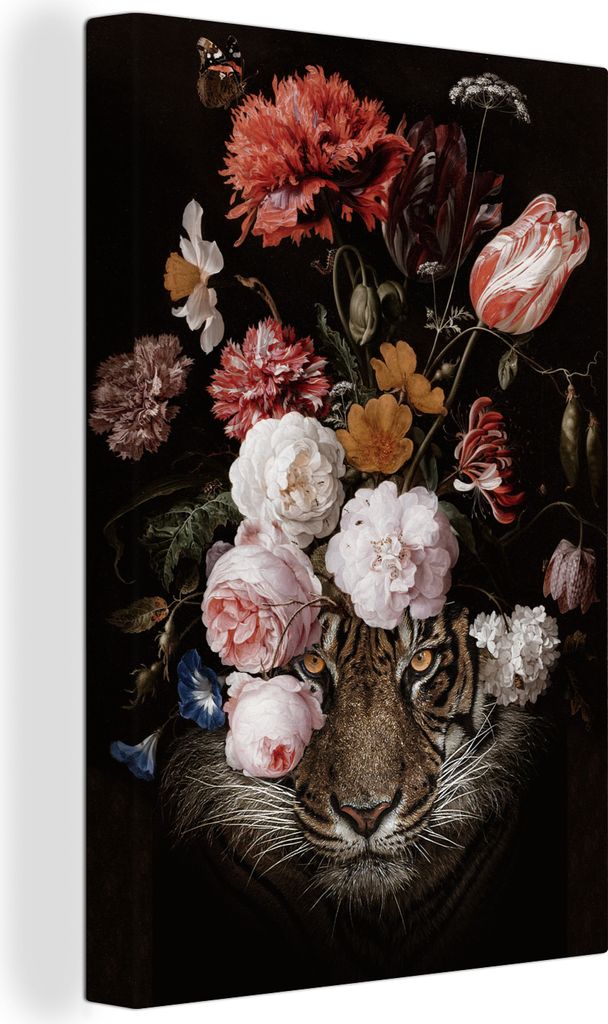 OneMillionCanvasses - Leinwandbilder - 90x140 cm, Blumen - Jan Davidsz de Heem - Tiger - Gemälde - Stillleben - Alte Meister, Wandbilder Kunstdr...