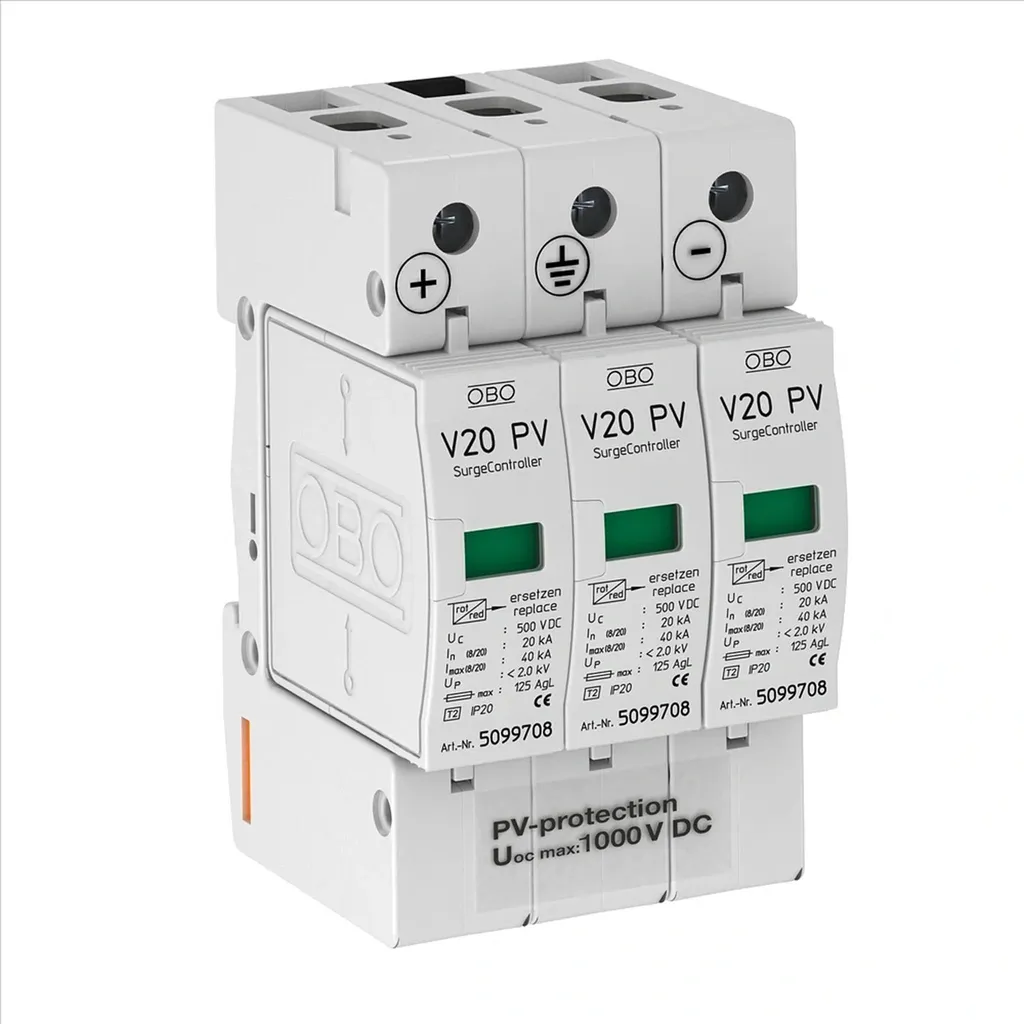 Protection Surtension Solaire 1000V OBO SurgeController V20 Tripolaire