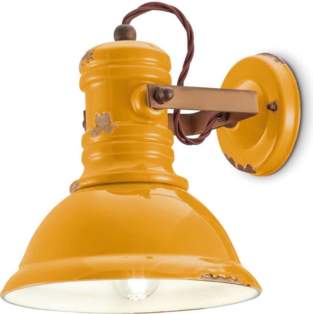 Spot Lampe Keramik Metall E27 verstellbar Gelb Shabby Antik Rostbraun Vintage Keramiklampe