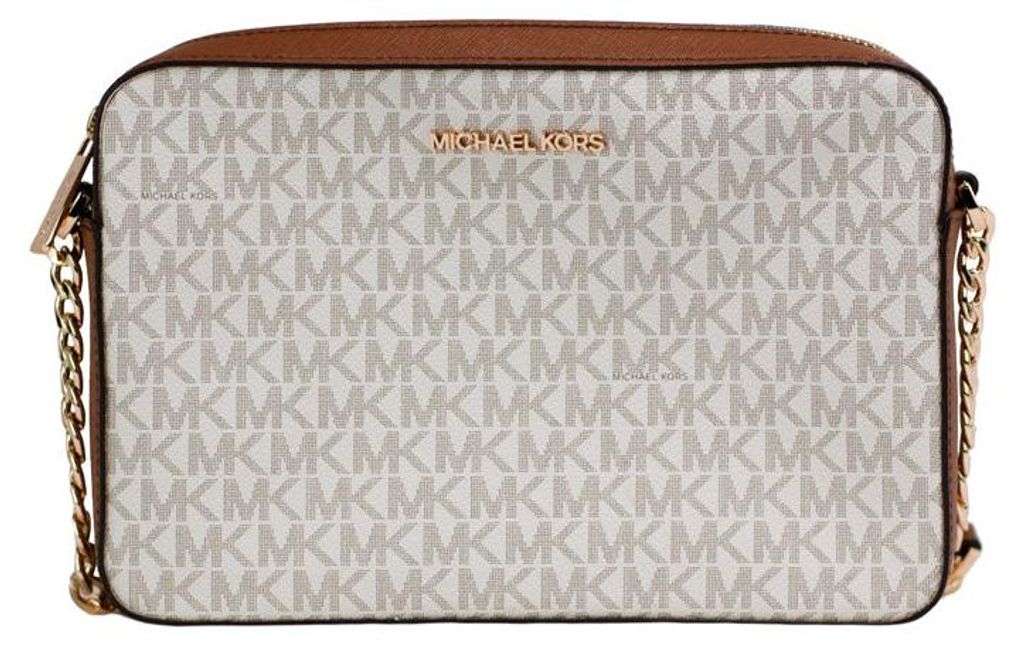 Michael Kors Umhängetasche aus PVC in Braun und Creme mit Produktbild 