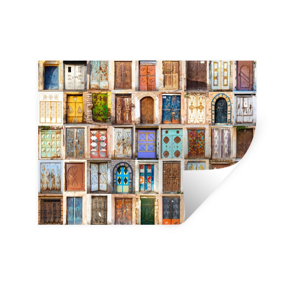 MuchoWow Wandtattoo Wandsticker Wandaufkleber Türen - Architektur - Vintage - Collage 40x30 cm Selbstklebend und Repositionierbar - Faltenfrei
