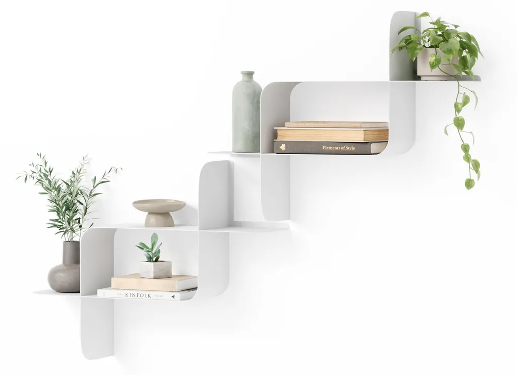 Lot de 2 étagères suspendues design métal blanc pour salon ou cuisine
