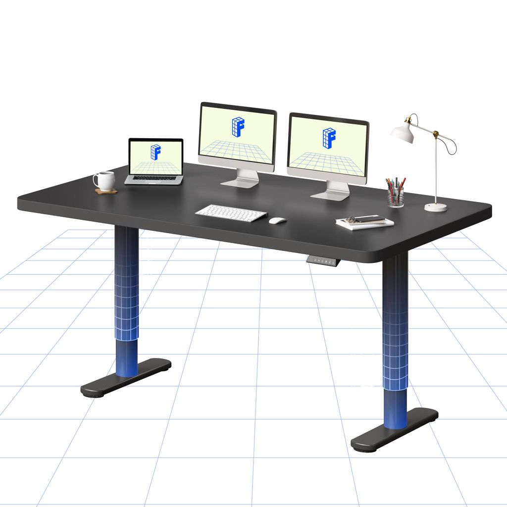 FLEXISPOT CylineX Höhenverstellbarer Schreibtisch 160x80cm mit eleganten abgerundeten Tischbeinen 25mm einteiliger Tischplatte 80 kg Tragkraft Sch...