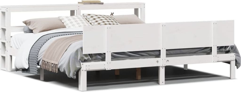 vidaXL Bettgestell mit Kopfteil ohne Matratze Weiß 200x200 cm