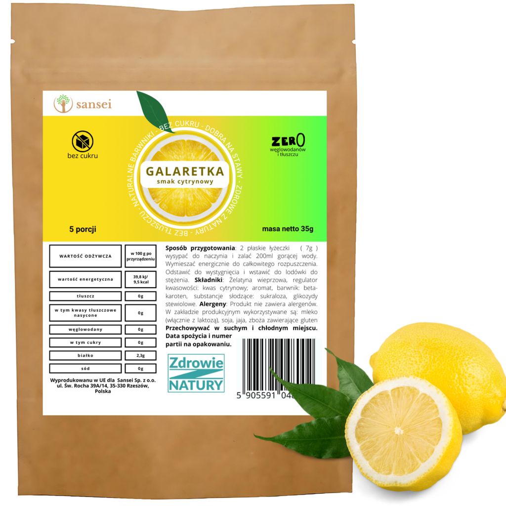 Galaretka bez cukru o smaku cytrynowym 35g - 5 porcji FIT Zdjęcie produktu 