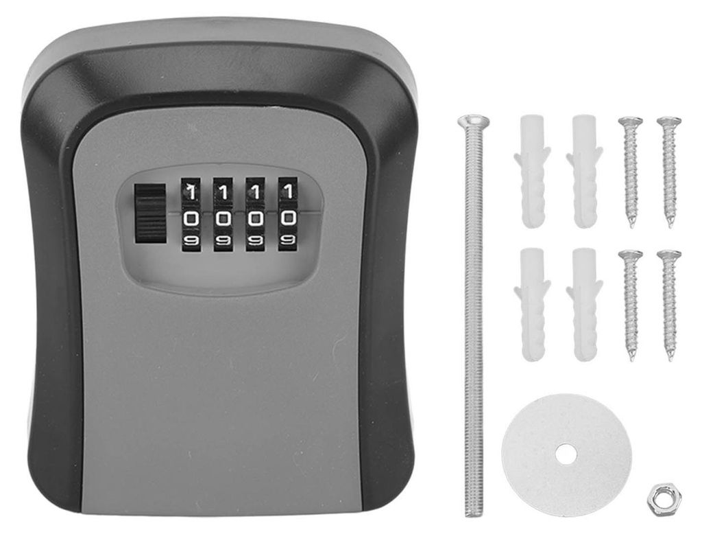 Schlüsselkasten mit rücksetzbarem Code, tragbares Zahlenschloss mit 5 Schlüsseln, wandmontierte Aufbewahrung für den Innen- und Außenbereich, ...