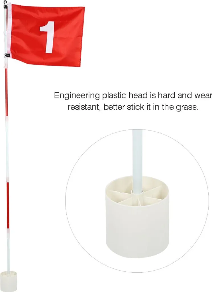 Mât de Drapeau de Golf Détachable 5 Sections avec Coupe de Trou Intégrée