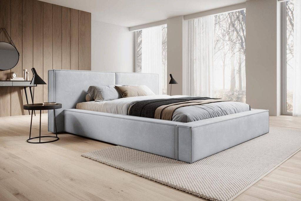 YOURHOUSE24 Polsterbett HELIOS mit Bettkasten, Bettgestell mit Lattenrost, Gepolstertes Kopfteil (Farbe: Paros 05, Größe: 120x200 cm)