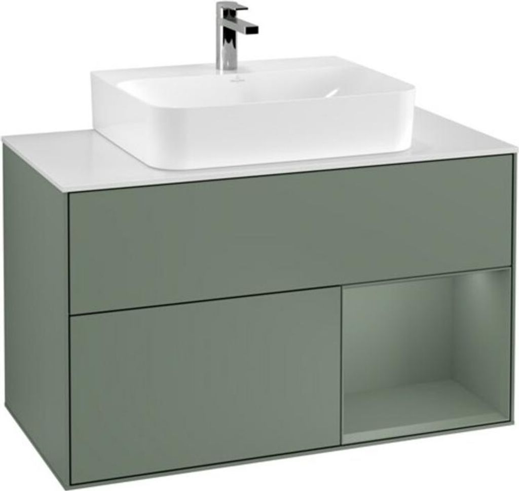 V&B Waschtischunterschrank Wandbeleuchtung Finion 100, Pl w m, Rg r Oli. m Lac, Oli. m Lac