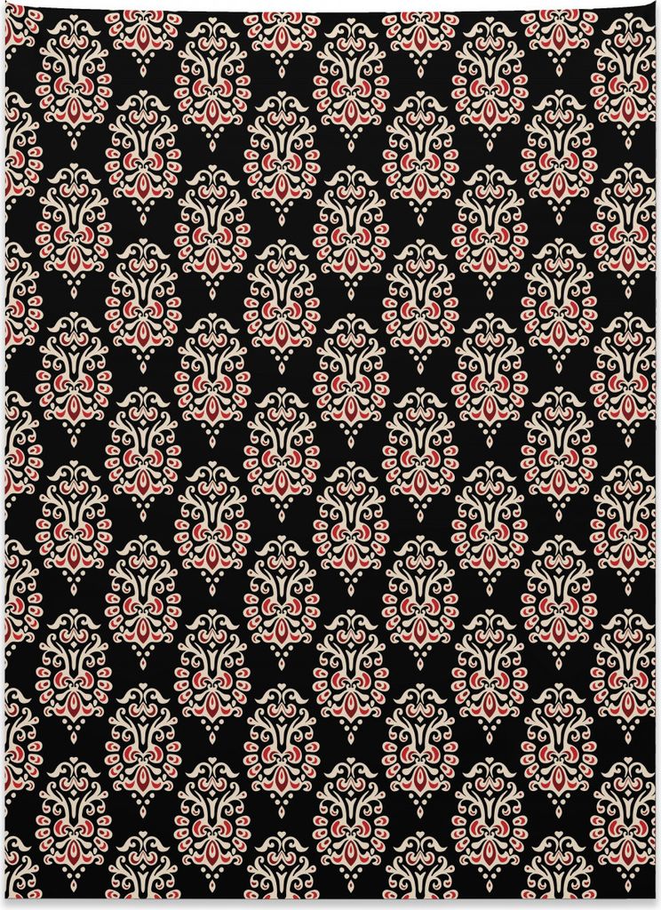 Abakuhaus Damast Wandteppich, Traditionelle Zusammenfassung aus Weiches Mikrofaser Stoff Kein Verblassen Klare Farben Waschbar, 110 x 150 cm, Schwa...