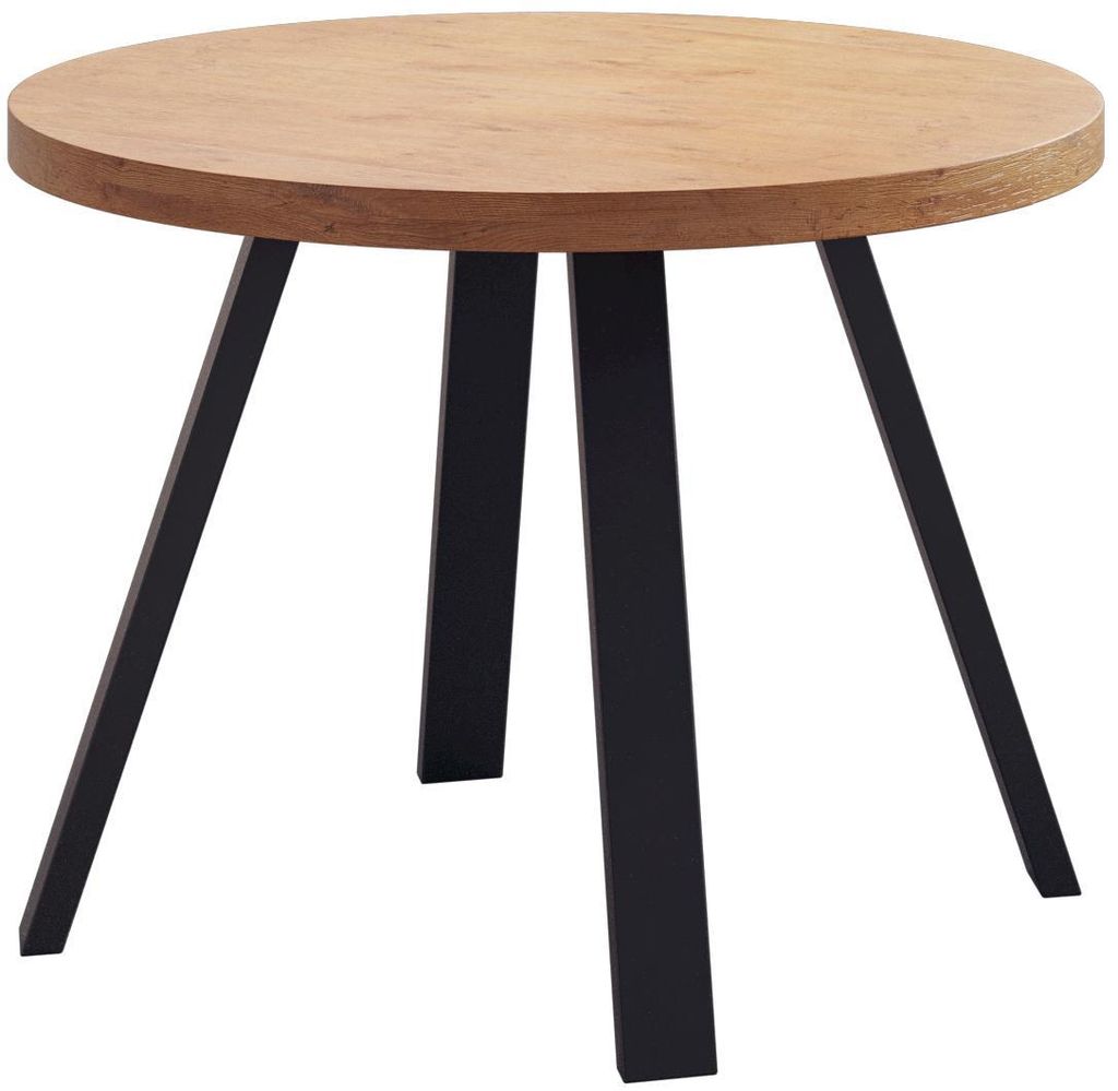 FURNEO | Esstisch – Rund ausziehbar Esstisch – Esszimmertisch - 100/200 cm OLIVIA - Eiche Lancelot - Metallbeine - Stilvoll und stabil