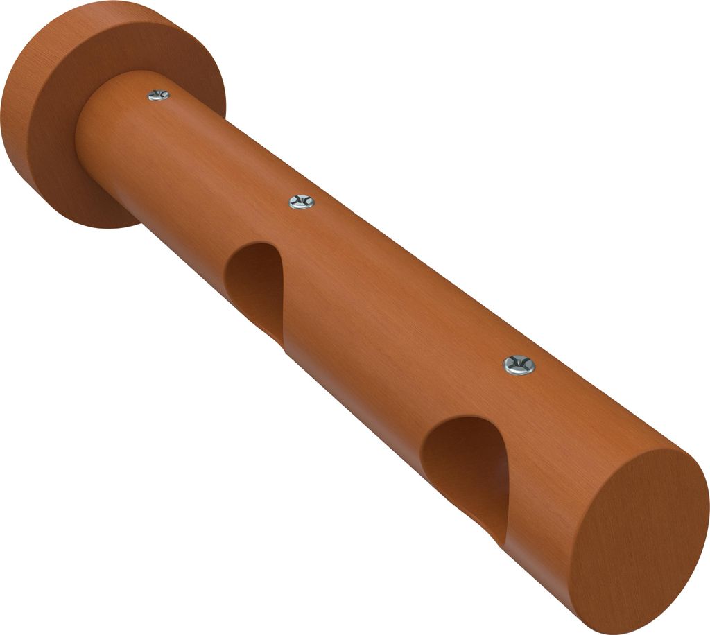 Interdeco Träger mit Abstand 9/15 cm / Wandhalterung für Gardinenstangen 20 mm Ø, 2-läufig Kirschbaum lackiert, Typ Talena