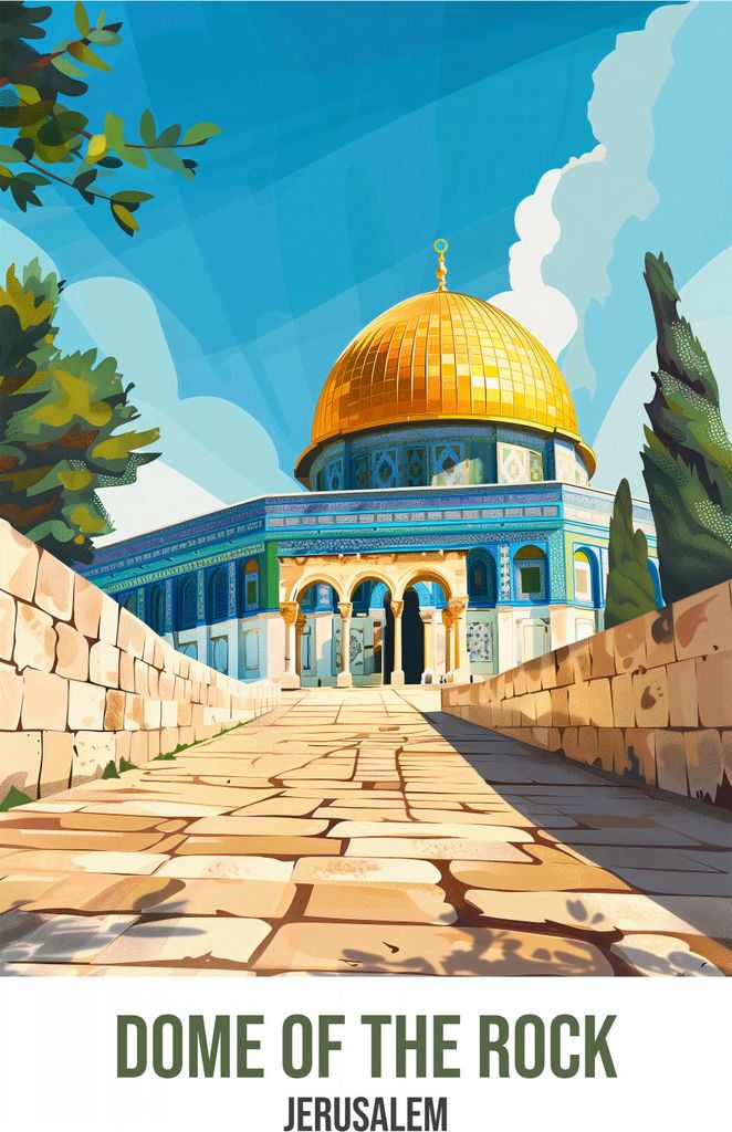 Plakat 64x90cm Felsendom, Jerusalem