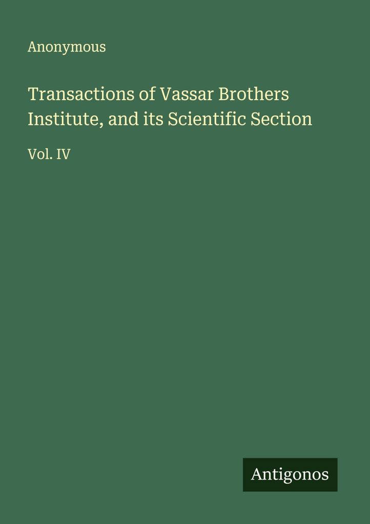 Transaktionen des Vassar Brothers Institute und seiner wissenschaftlichen Sektion