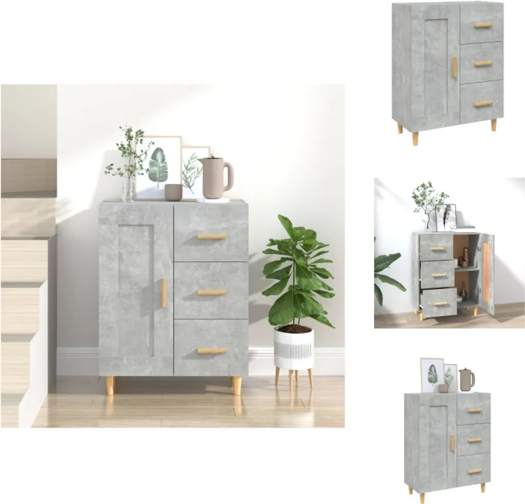 Meuble de rangement 69,5 cm en bois composite gris béton multi-usage