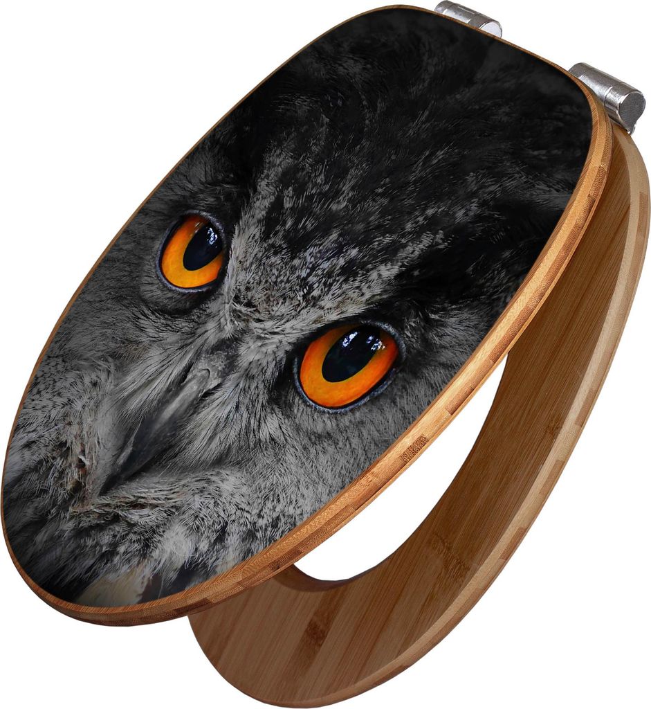 banjado Design WC Sitz Bambus Absenkautomatik -Uhu - Toilettendeckel mit Absenkautomatik Holz/hochwertiger Bambus Klodeckel/WC-Sitz für alle gäng...