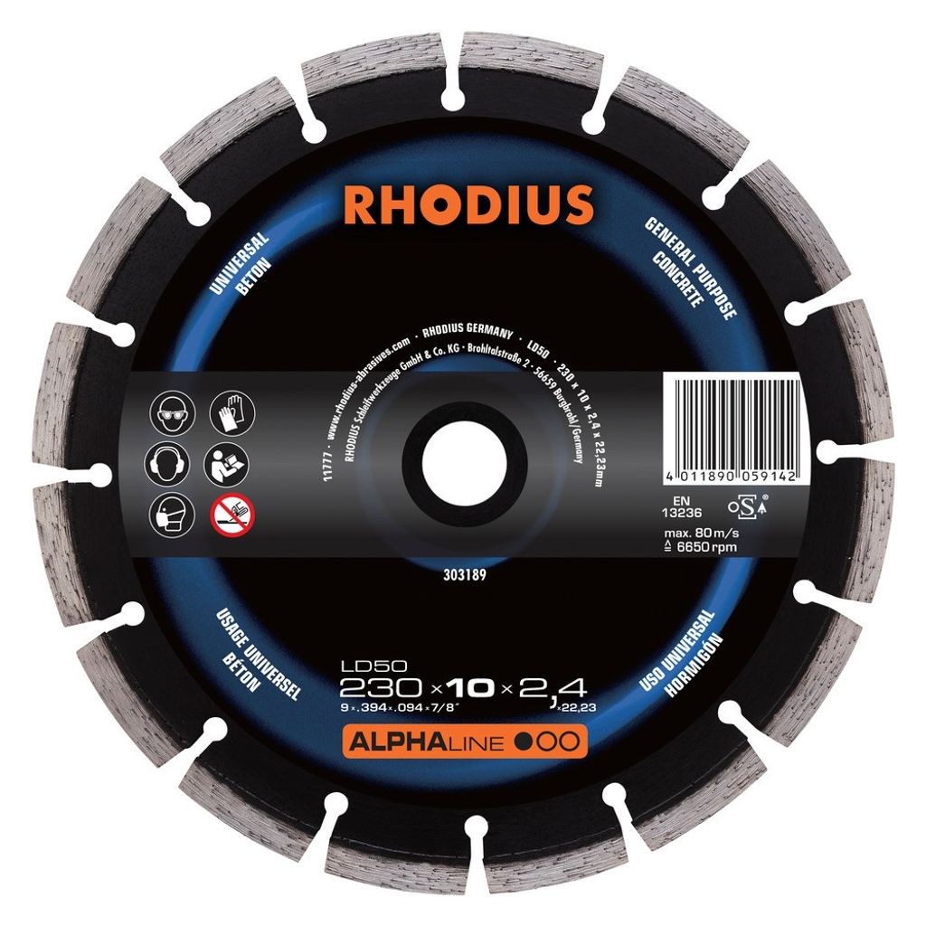 Rhodius Diamanttrennscheibe LD 50 230x6,5x2,4x22,23mm Stein Produktbild 