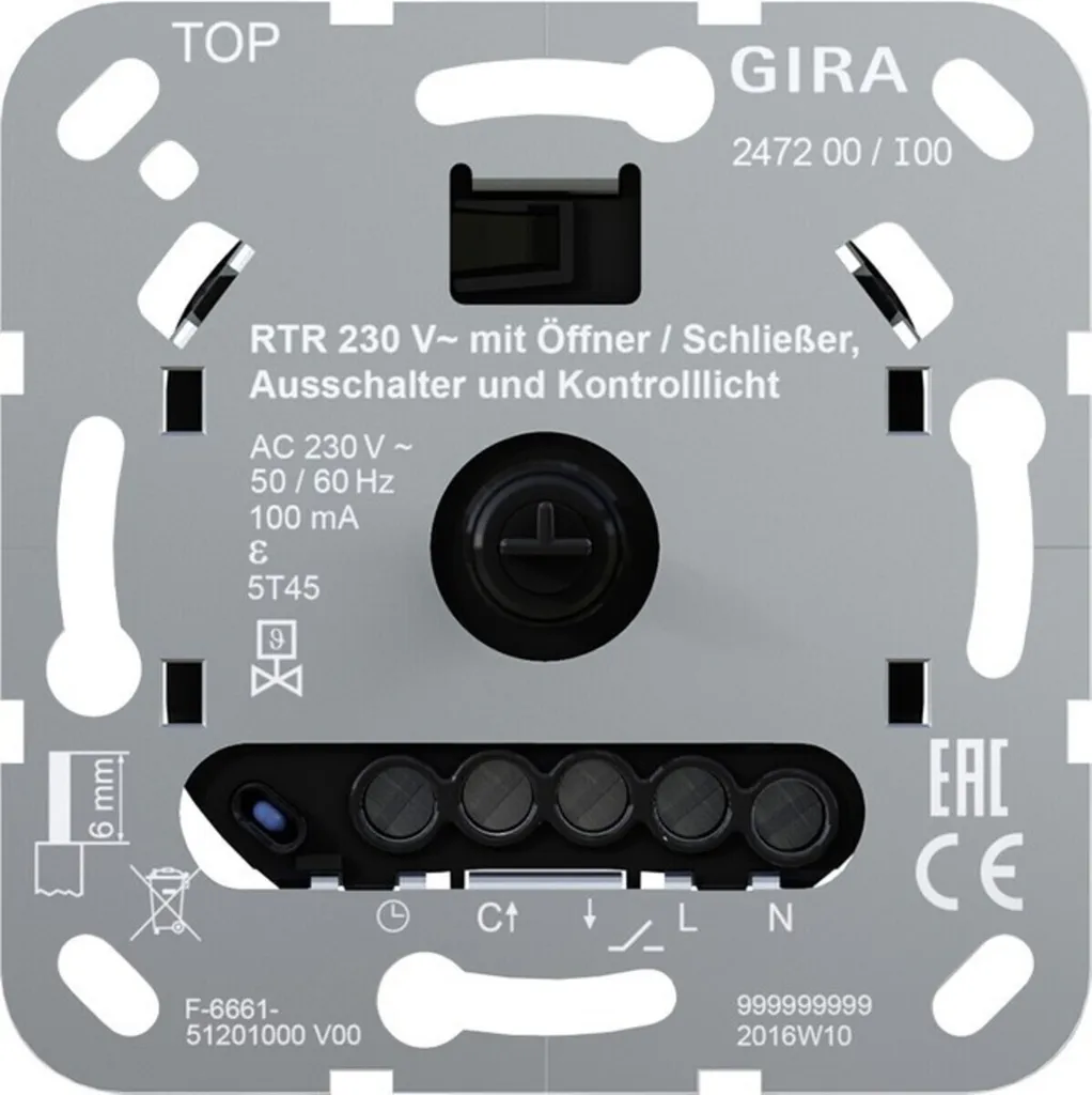 Régulateur Gira 247200 Contact Inverseur 230V pour Chauffage au Sol