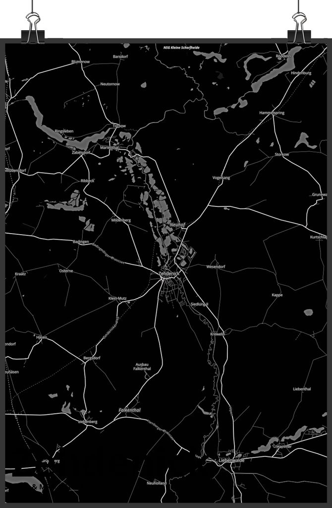 Mr. & Mrs. Panda Bild Zehdenick DIN A2 - Geschenk, Wandbild, drucke, Kunstdruck, Plakat, wanddeko, Stadt, Dorf Karte Landkarte Map Stadtplan